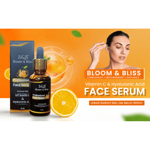 Bloom & Bliss Professional Face Serum With Vitamin C & Hyaluronic Acid | Reduce Fine Lines &